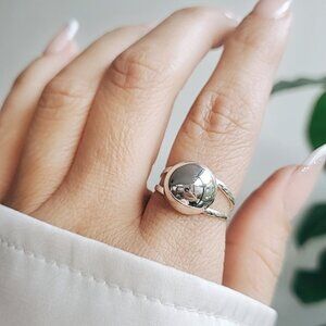 Sterling Silver Half Globe Ring, Half Ball Ring, Sphere Ring, Ball Ring, Lite